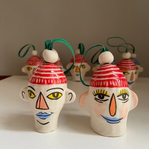 Porcelain house plant ornament Head with RED Pom-Pom hat image 10