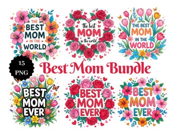 Paquete PNG de Mamá Floral – Clipart del Día de la Madre (Descarga Digital)