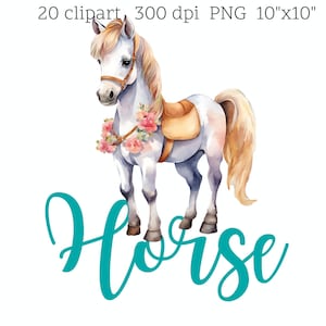 20 Cute Horses Clipart – PNG | Transparent Background | Perfect for Crafting and DIY Projects | 300 dpi
