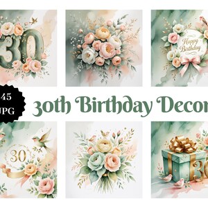 45 JPG Pastel Flower Prints | Decoração de 30º aniversário | Arte de parede floral | Clipart botânico suave | Download digital