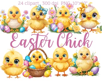 Easter Chick Clipart | Cartoon Style Kids Illustration (Digital Download)