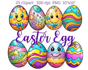 Easter Egg Clipart | 25 PNG Files | Decorative Eggs | Digital Download | Transparent Background