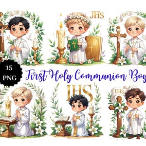15 PNG Primera Comunión Niño – Clipart sin fondo, Gráficos imprimibles para invitaciones y decoraciones