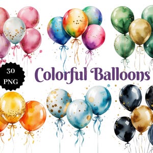 30 PNG bunte Luftballons Clipart | Transparenter Hintergrund | Party Dekoration | Sofort Download