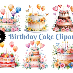 18 PNG Gâteau d'anniversaire | Clipart fête mignon | Graphismes de célébration | Fond transparent