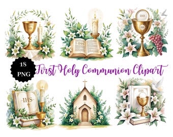 18 PNG First Communion | Holy Communion Clipart | Religious Graphics | Transparent Background