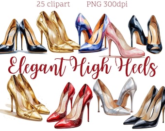 Elegant High Heels Clipart: Fashion Shoes PNG Illustrations (Digital Download)