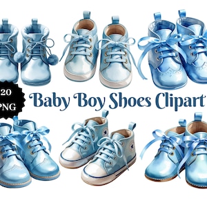 20 PNG Clipart di scarpe per neonati - Stivaletti blu per neonati, grafica carina per la cameretta dei neonati, sublimazione e scrapbooking