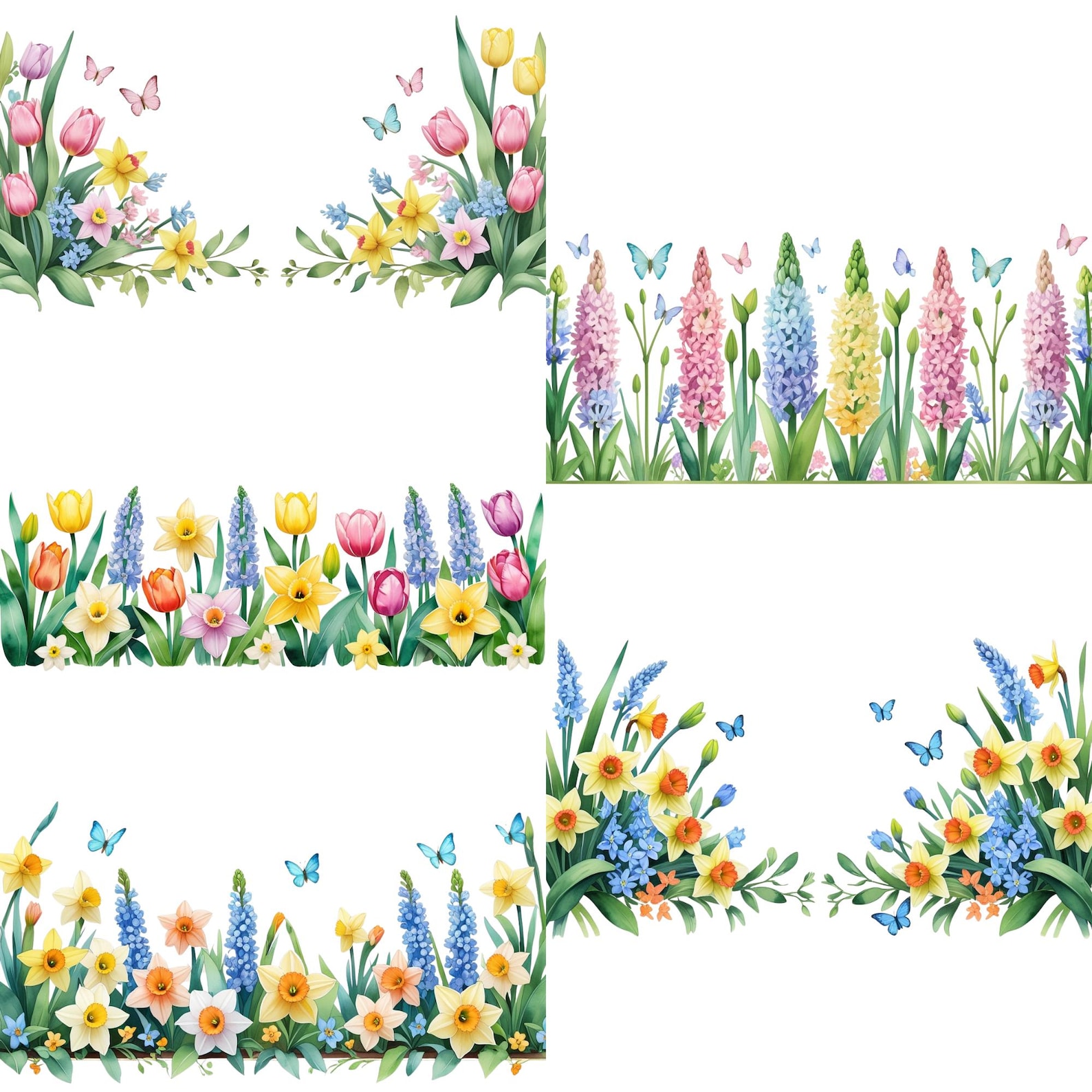 32 PNG Spring Flower Borders – Digital Download, Floral Clipart for ...