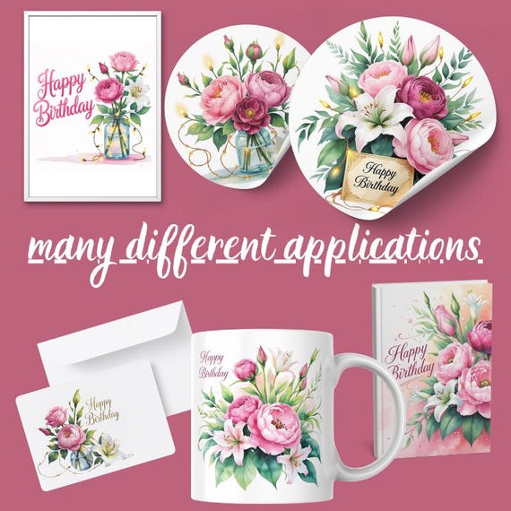 Tarjeta De Felicitación De Cumpleaños Con Diseño De Flores Y