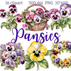 Stiefmütterchen Digitaler Download | 16 PNG Clipart | Transparenter Hintergrund | Floral Art Print | 300 dpi