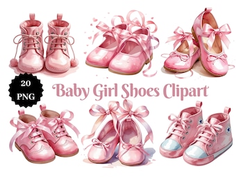 Rosa Baby Mädchen Schuhe Cliparts: Kinderzimmer Grafiken (20 PNG)