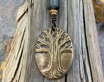 Celtic Tree of Life, Bronze Pendant, Connemara Marble, Irish Celtic Jewelry, Oval Tree of Life, Crann Bethadh, Soul Harbor Jewelry