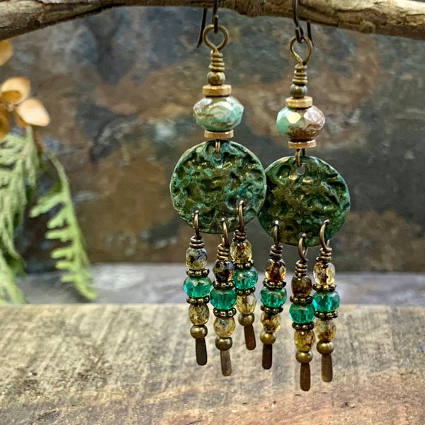 Bronze Disc Earrings Etsy