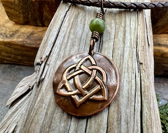 Celtic Heart Trinity Knot, Copper Charm, Connemara Marble, Irish Celtic Jewelry, Soul Mate, Love Knot Infinity Eternity, Soul Harbor Jewelry