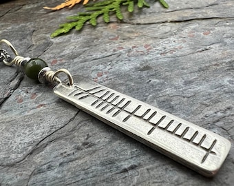 Análaigh Ogham Necklace, Breathe Bar Charm, Sterling Silver, Connemara Marble, Irish Celtic Jewelry, Hand Carved, Art Jewelry, Faith Jewelry