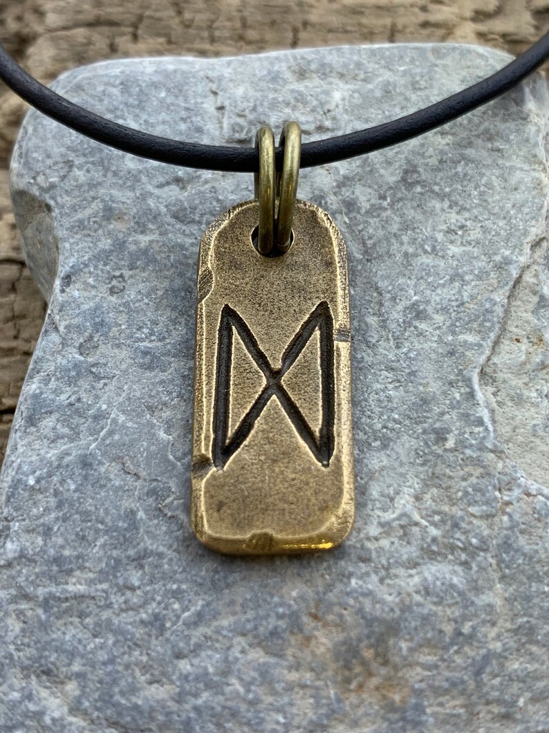 Dagaz Rune, Bronze Rune Charm, Hand Carved, Viking Norse Jewelry, Men ...