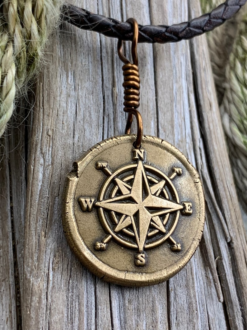 Compass Rose Bronze Pendant Sailing Gifts Nautical Jewelry Etsy