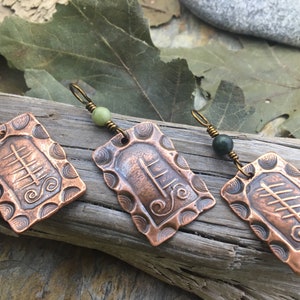 Blackthorn Ogham Charm, Copper Pendant, Celtic Trees, Connemara Marble, Hand Carved, Irish Celtic Spirals, Druid Sacred Trees, Irish Marble image 8