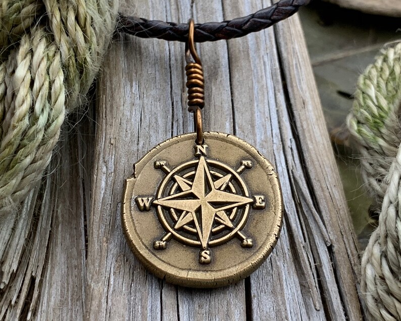 Compass Rose Bronze Pendant Sailing Gifts Nautical Jewelry Etsy