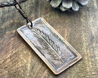 Feather Pendant, Copper Necklace, Single Feather, Irish Celtic Spirals, Men Women Jewelry, Earthy Rustic, Talisman, Fly Flight, Freedom