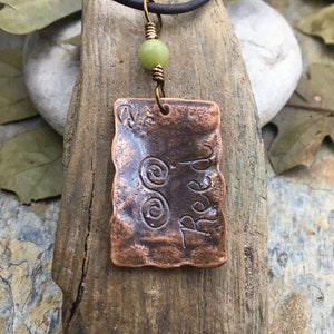 Reed Ogham Charm, Copper Pendant, Celtic Tree Astrology, Connemara Marble, Irish Celtic Spirals, Hand Carved, October 28 to November 24 image 6