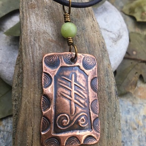Reed Ogham Charm, Copper Pendant, Celtic Tree Astrology, Connemara Marble, Irish Celtic Spirals, Hand Carved, October 28 to November 24 image 5
