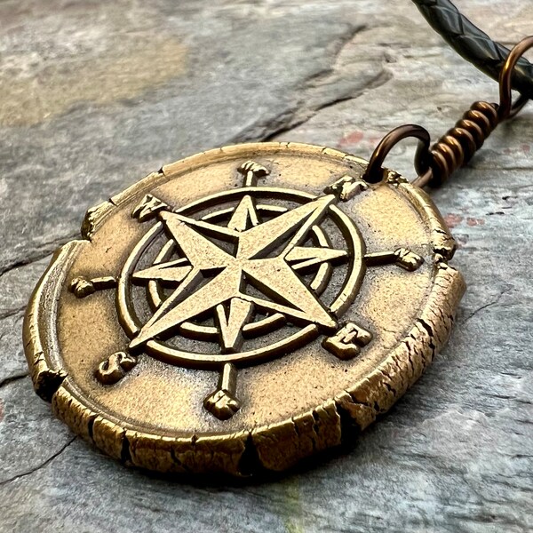 Compass Rose Necklace Men Etsy