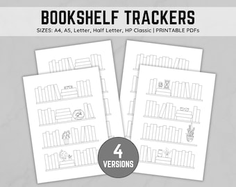 Bookshelf Reading Tracker Printable | Book Tracker | Reading Planner | 50 Books | PDF| A4, A5, Letter & Half Letter Size