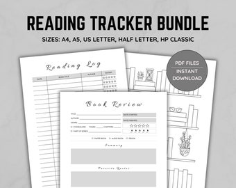 Reading Tracker Printable | Reading Log | Reading Journal | Book Tracker | Book Review Template PDF | A4, A5, Letter | Instant Download