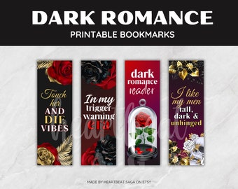 Dark Romance Printable Bookmarks | Bookmark Set | Dark Romance Reader | Trigger Warning | Digital Bookmarks | Instant Download