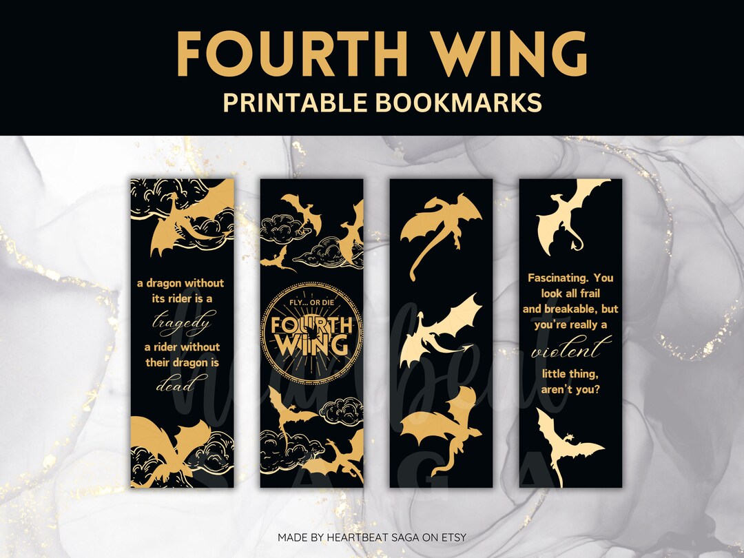 Digital Fourth Wing Bookmarks Black Xaden Riorson Violet Sorrengail ...