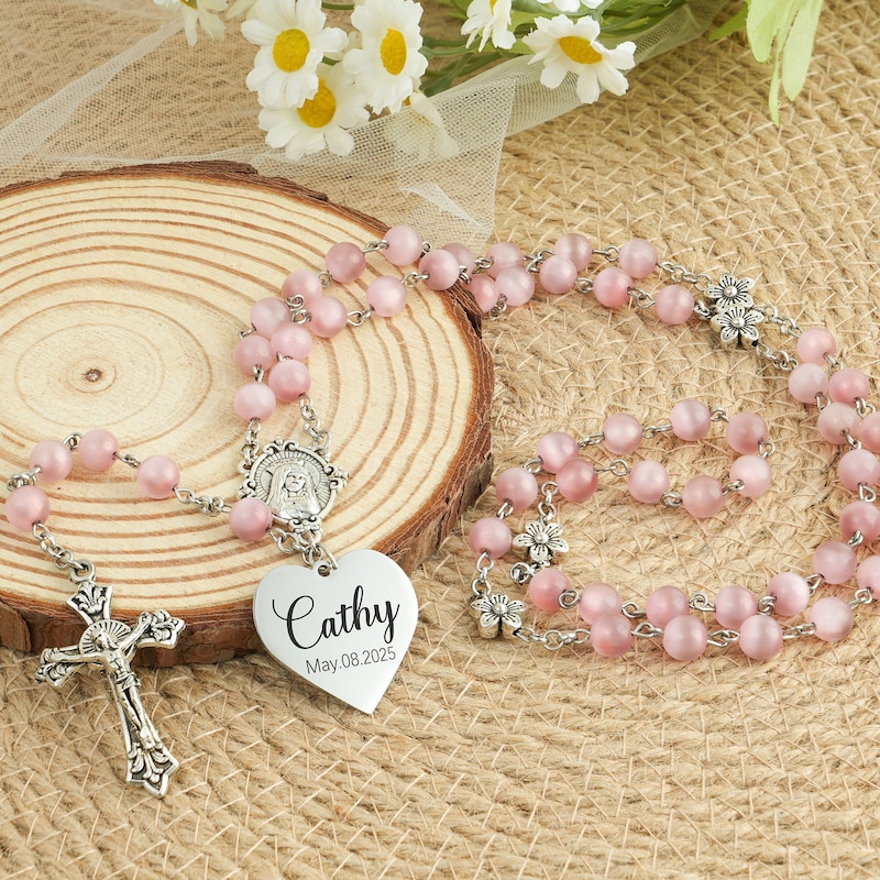 📿Buy 2 FREE SHIPPING📿Personalized Rosary Beads with name,Baptism Gift, First Communion Gift, Baby or Little Girl Keepsake, Custom Rosary Beads, Catholic Rosary