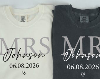Mr and Mrs SVG PNG, Custom Wedding Date Shirt Design, Matching Honeymoon Gift Png, Bridal Party Svg, Personalized Couple Wedding Morning Svg