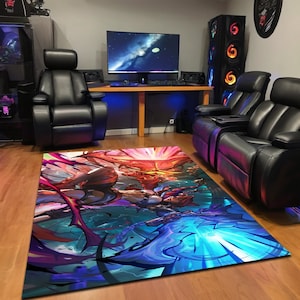 Soul Fighter Samira Rug – League of Legends Gamer Decor – Fierce Fighter Carpet – LOL Fan Gift – Esports & Streamer Room Mat