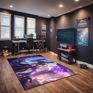 Spirit Blossom Sett Rug – League of Legends Gamer Decor – Aesthetic Gaming Carpet – LOL Fan Gift – Streamer Room Mat