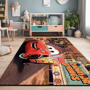 McQueen Cars Rug: 3D Cartoon Kids Room Decor