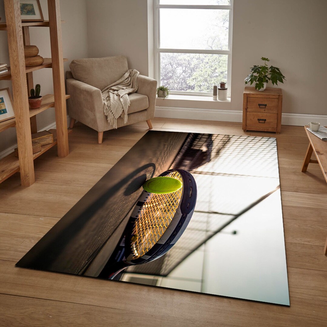 Tennis Coloured Rug Tennis Racket Sport Rug, Colorful Hype Custom Rug, Tennis Player Rug ...