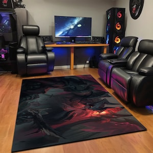 Aatrox Rug – League of Legends Gamer Decor – Darkin Warrior Carpet – LOL Fan Gift – Esports & Streamer Room Mat