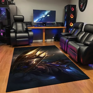 Galaxy Slayer Zed Rug – League of Legends Gamer Decor – Futuristic Ninja Carpet – LOL Fan Gift – Esports & Streamer Room Mat