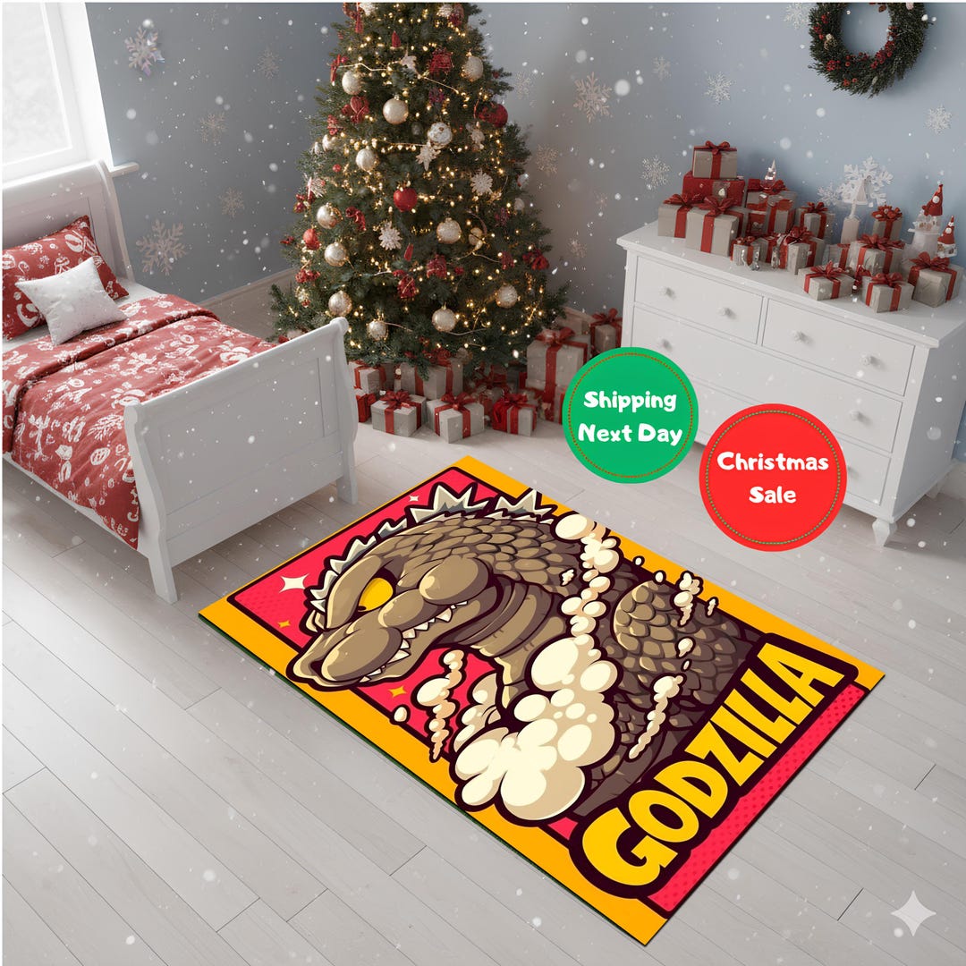 Chibi Godzilla Area Rug: Kawaii Kaiju Monster Movie Mat - Etsy