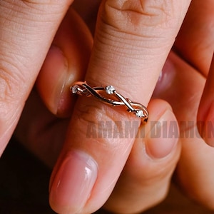 Vintage Wedding Band Women Art Deco leaf Rose Gold Branch Matching Band Twig Moissanite Celtic Wedding Ring Dainty Nature Inspired Ring