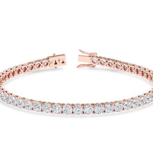 Diamond Tennis Bracelet Women 14K Gold Diamond Bracelet Genuine Natural Diamond Tennis Bracelet Solid Gold Natural Diamond 4 Prong Bracelets