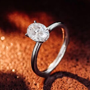 Oval Moissanite Hidden Halo Engagement Ring, 1.25 CT Oval Moissanite Diamond Ring, Oval Shape Ring , Oval Diamond Ring. Halo Promise Ring