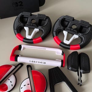 Kit de volante de carreras personalizado para Nintendo Switch 2 | Volantes Joy-Con + Controlador de agarre + Base de carga personalizada
