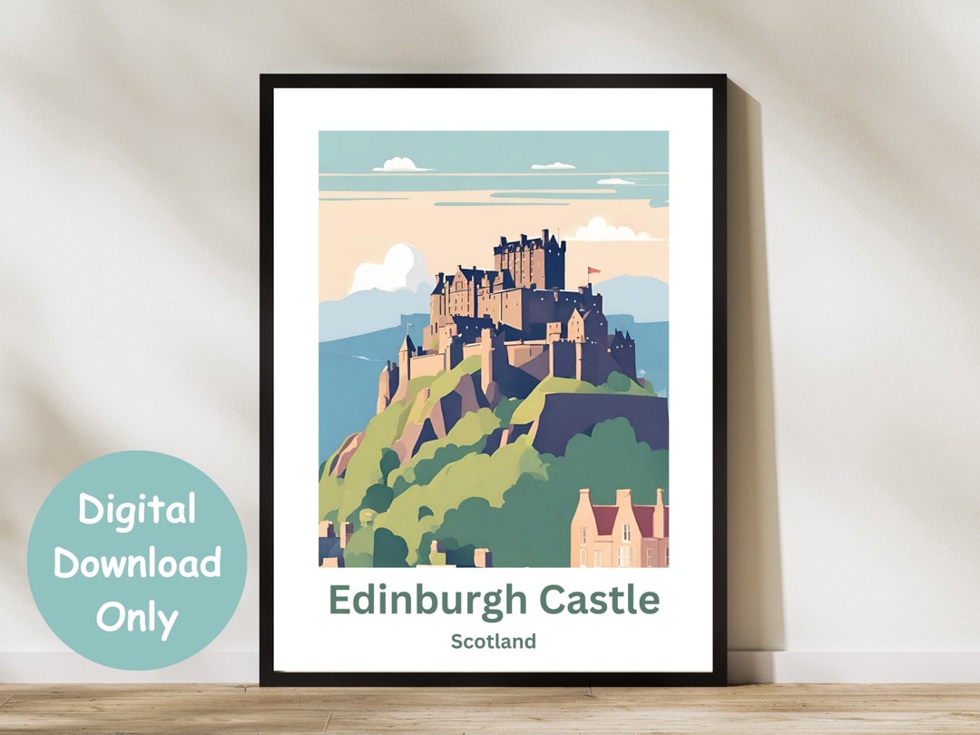 Edinburgh Castle travel Poster Retro Style Wall Art Print Printable ...