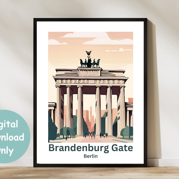 Brandenburg Gate - Travel Poster - Retro Style - Wall Art Print - Printable - Download-  Gifts - Vintage Style - Home Decor - Fine Art