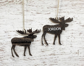 Moose Ornament for Christmas Tree - Personalized Engraving - Laser Cut from Wood or Acrylic - Custom Ornament with Name -  Moose Decor