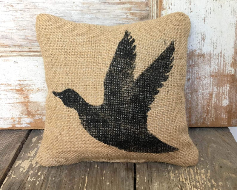 The Flying Duck - Burlap Doorstop - Door Stop - Waterfowl - Waterbird - Mallard Duck Decor Lodge Cabin - Duck Doorstop image 2