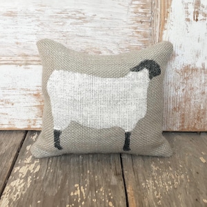 Suffolk Sheep- Burlap Feed Sack Doorstop - Sheep Door Stop - Sheep Decor - Black Faced Sheep - Wooly Lamb - Primitive Sheep